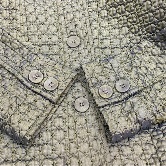 Chico’s Green Quilted Jacket Size 1 Medium US Sz 8 - Picture 9 of 11